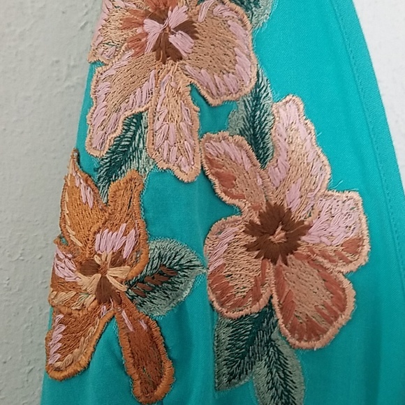 🆕️ Free People Embroided Flowers Dress Green - Picture 7 of 8